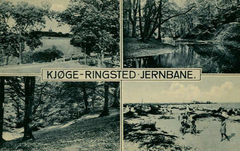 Et reklamepostkort for Køge - Ringsted Jernbanen