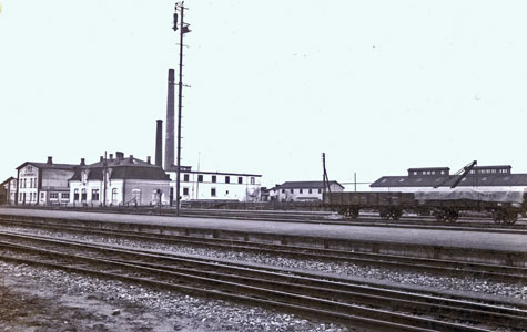 Køge Andels-Svineslagteri ca. 1915. Der var jernbanespor fra stationen til slagteriet.