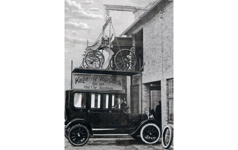 Reklame for Køge ny Vognfabrik, Torvet 5, Postkort fra 1917